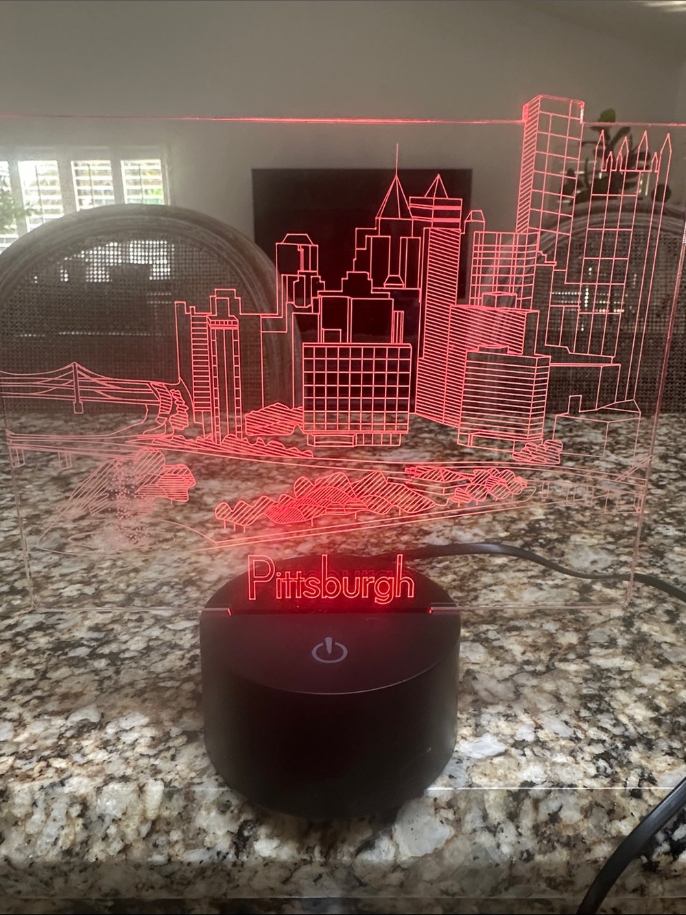 Pittsburgh LED Acrylic Night Light - Red Skyline